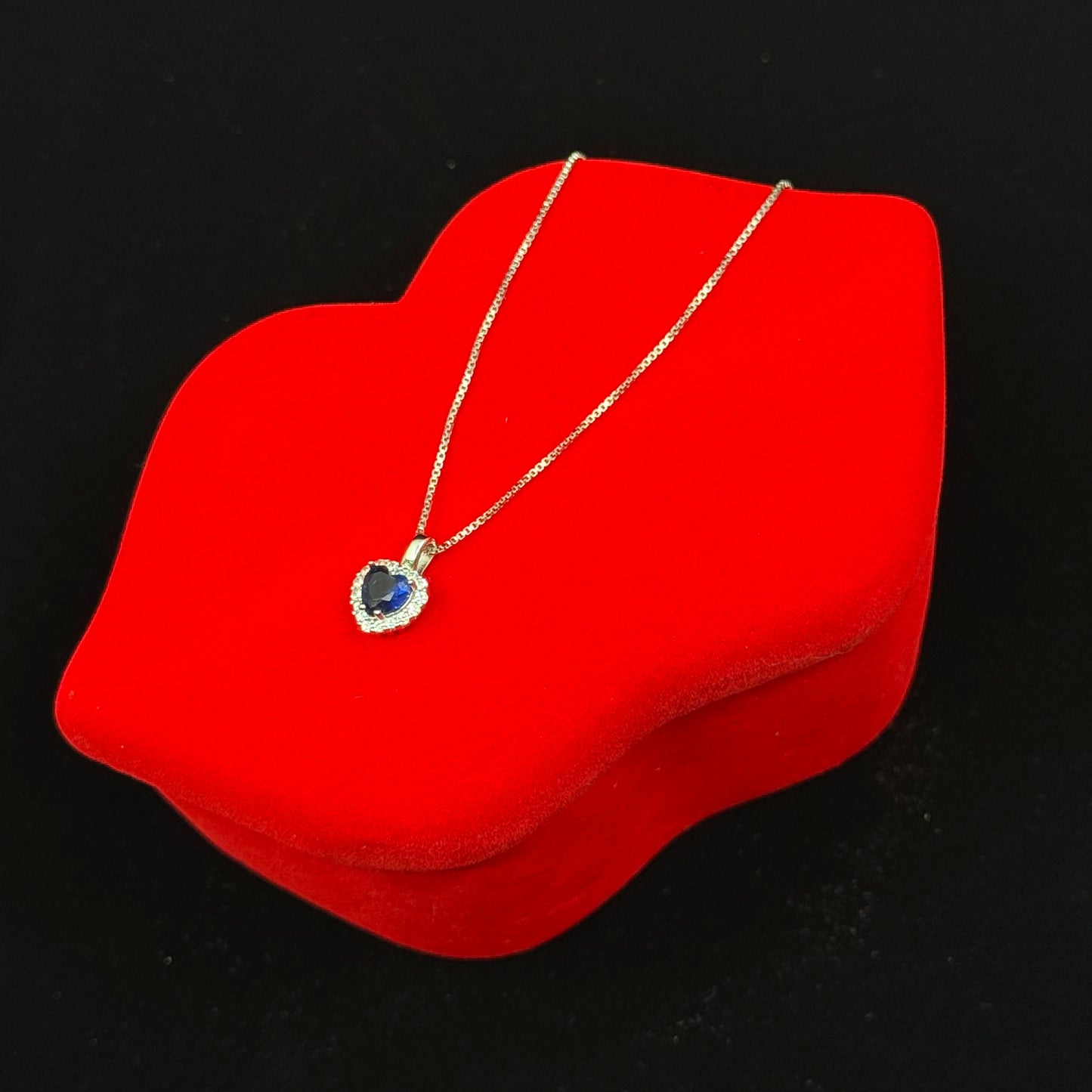 Blue Heart Halo Necklace