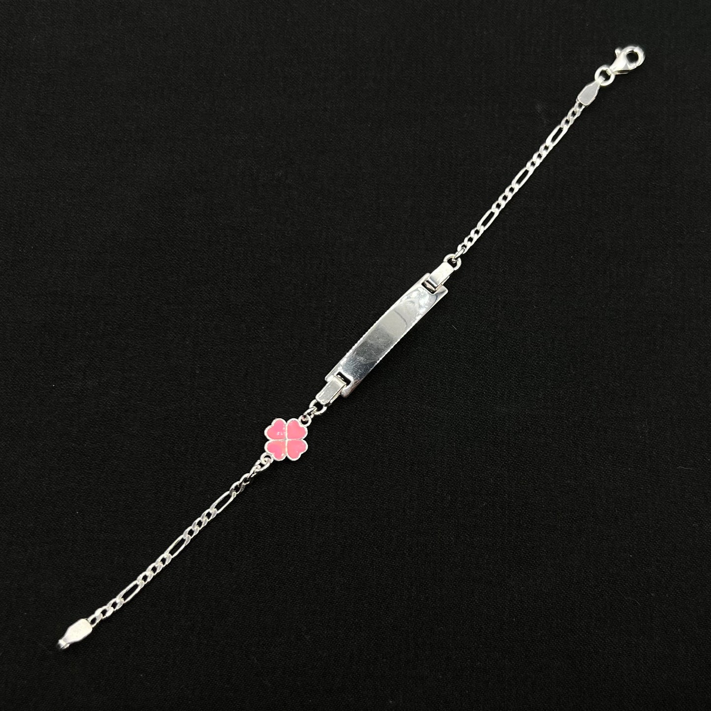 Kids Pink Clover ID Bracelet