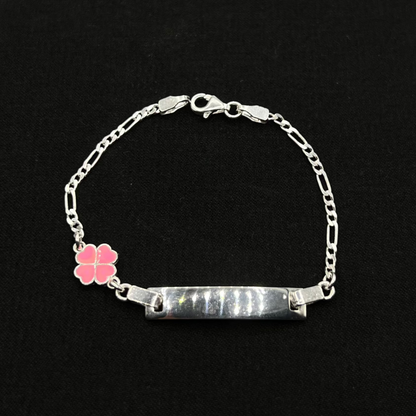 Kids Pink Clover ID Bracelet