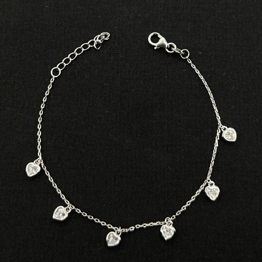 Bezel Heart Charm Bracelet