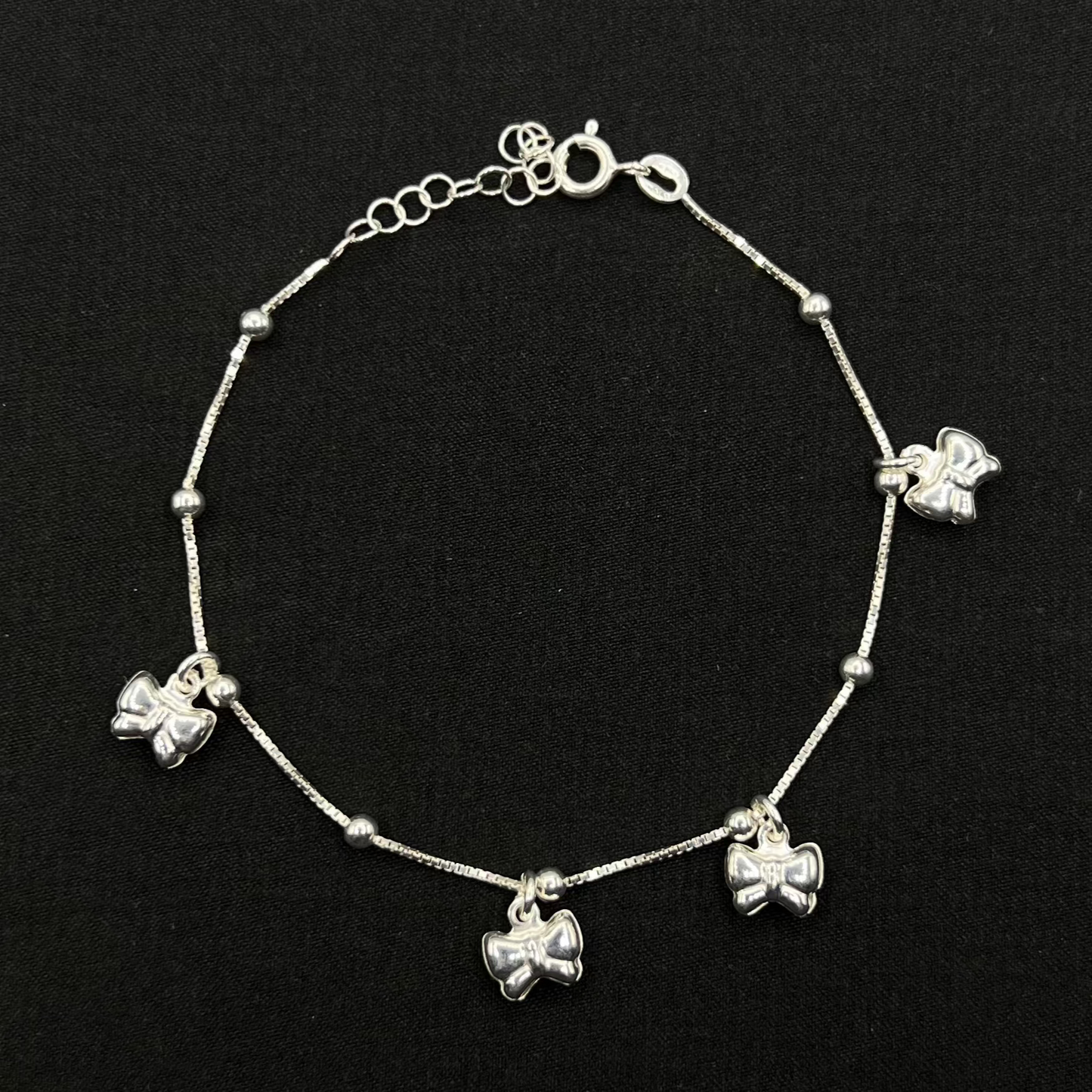 Puffy Bow Charm Bracelet