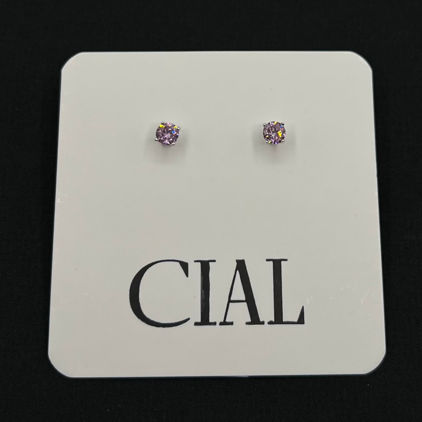 5mm Pink Cubic Zirconia Stud Earrings