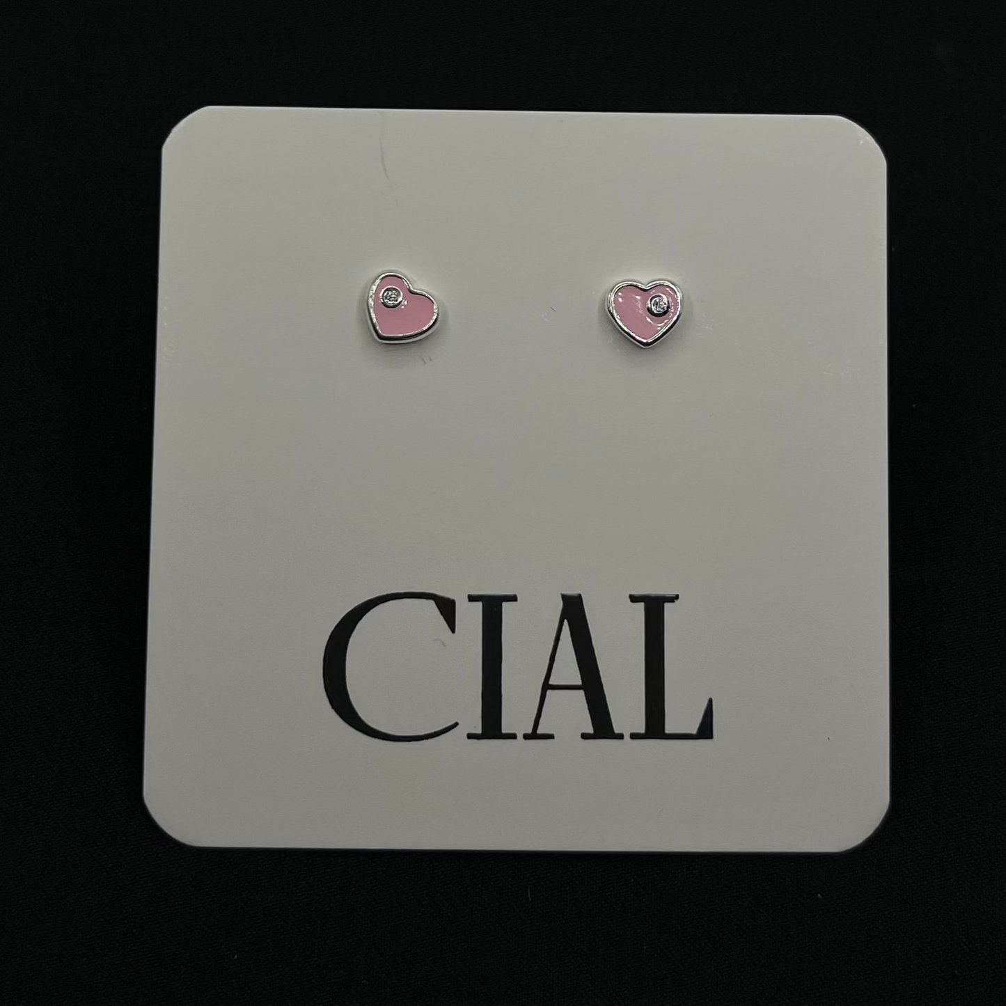 Kids Pink Heart Stud Earrings